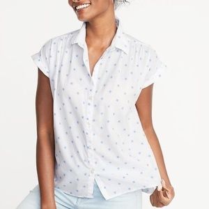 Old Navy Cap Sleeve Blouse. White/Daisies. XXL NWT